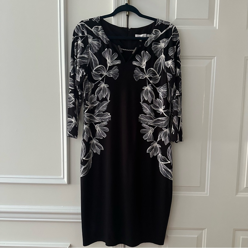 Calvin Klein Black Dress with White Florals